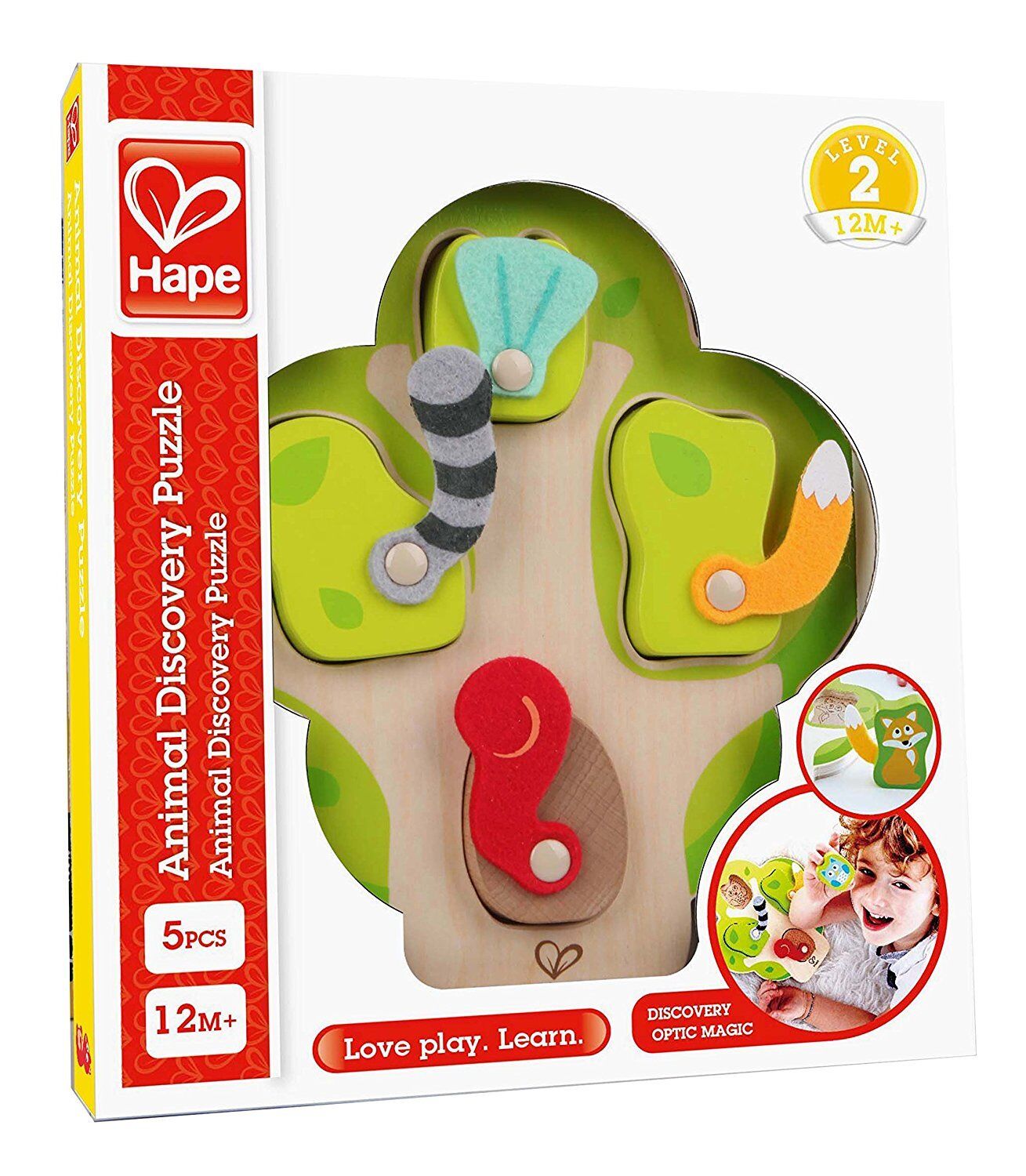 Hape Woodland Animals in Tree Puzzle Game, 4 pieces for Toddlers