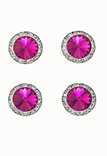 Finishing Touch Magnetic Tack Pin - Fuchsia Dark Pink Stone - Silver Finish