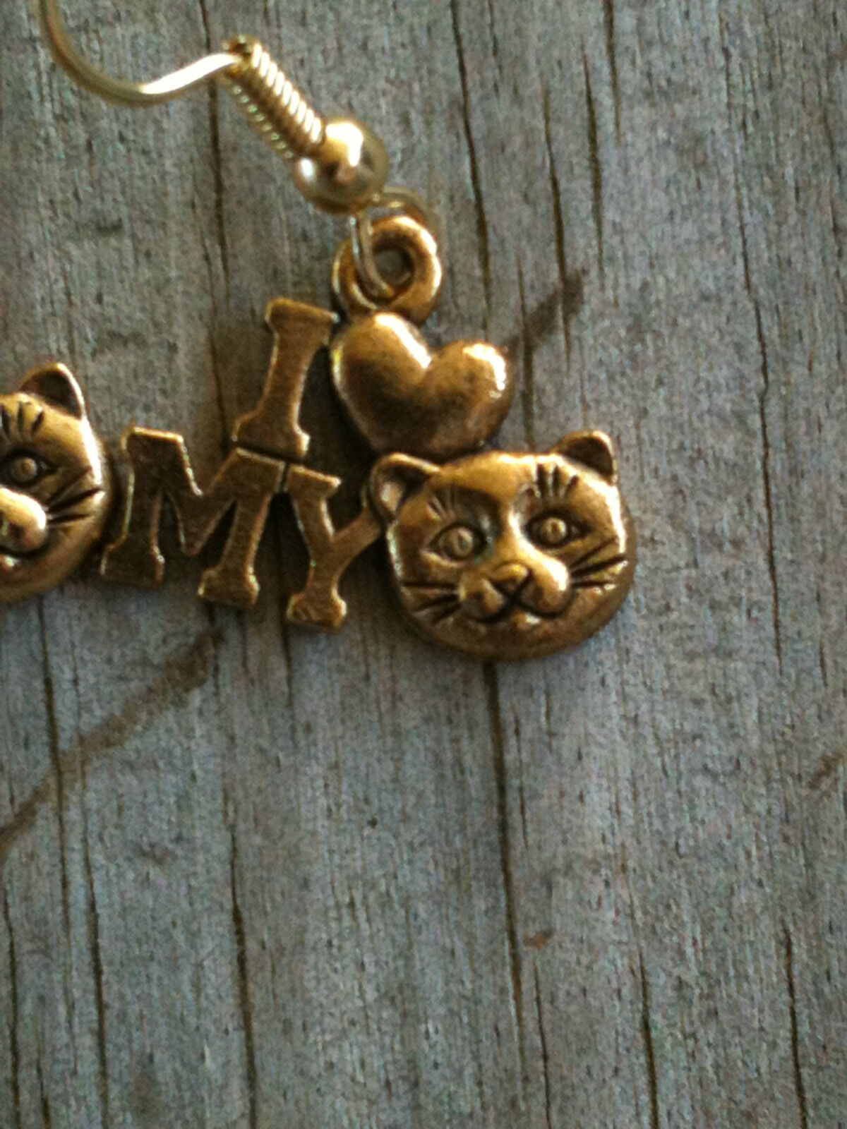 Gold Plated Pewter I Heart my Cat Earrings