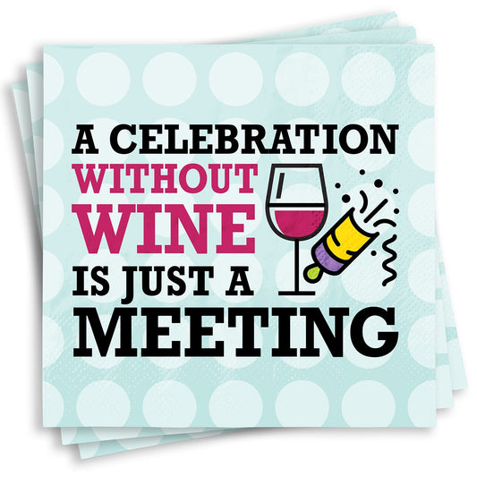 Chris's Stuff Wine Beverage Paper Napkins, Set of 25, Celebration No Wine