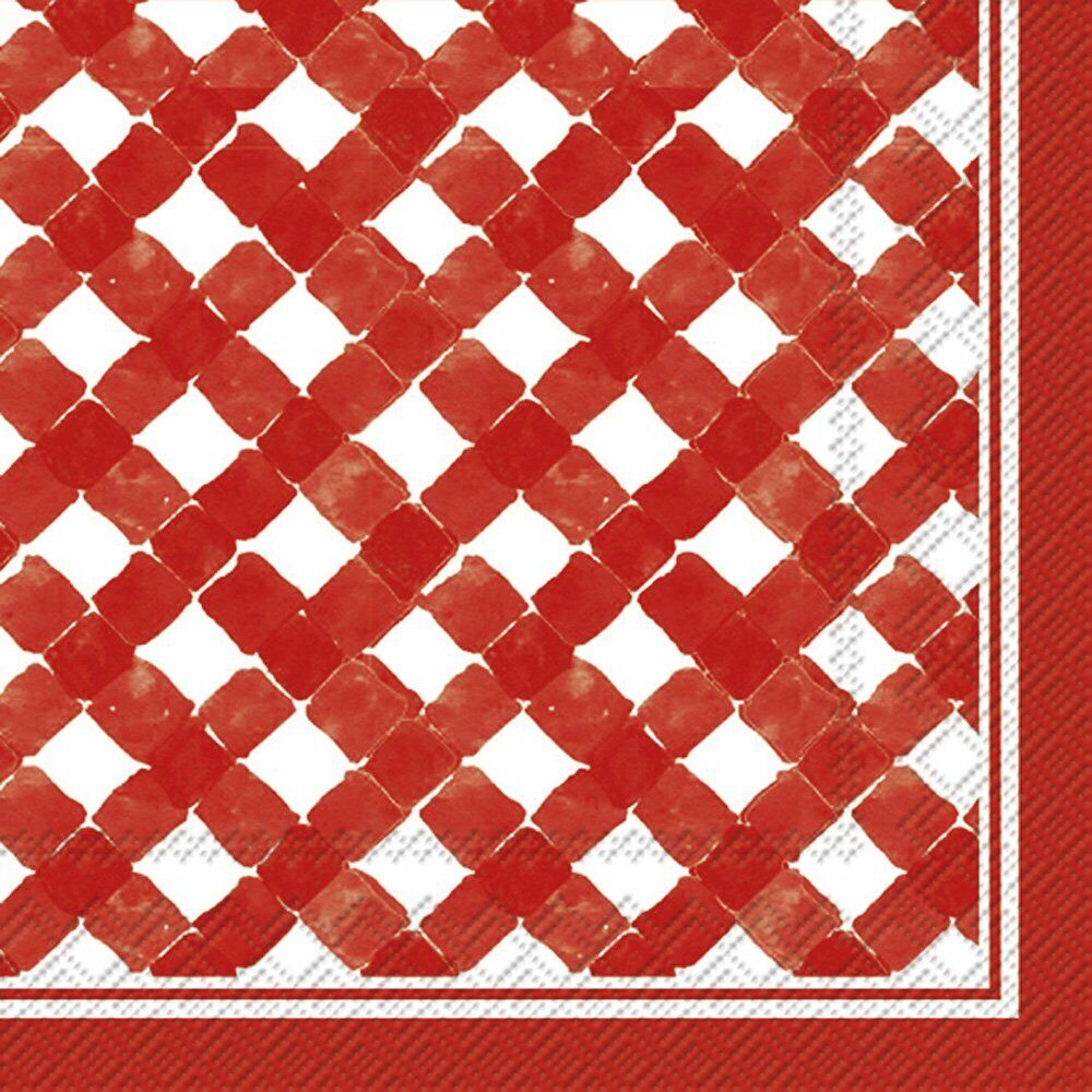 Boston International C016501 Roseanne Beck Cocktail Napkins, Red Gingham