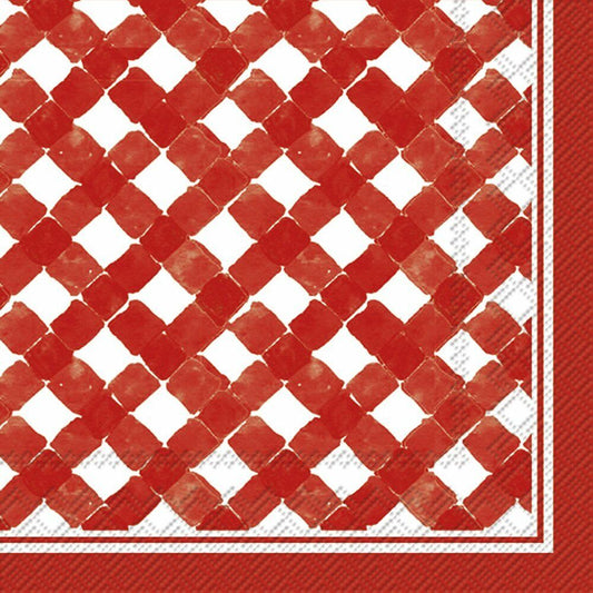 Boston International C016501 Roseanne Beck Cocktail Napkins, Red Gingham