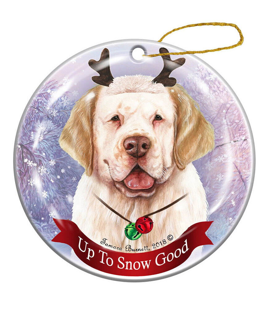 Holiday Pet Gifts Clumber Spaniel Lemon/White Dog Porcelain Christmas Ornament