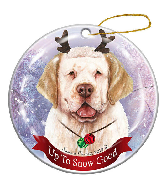 Holiday Pet Gifts Clumber Spaniel Lemon/White Dog Porcelain Christmas Ornament