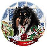 Collie Tricolor Dog Porcelain Ornament Pet Gift 'Santa. I Can Explain!'