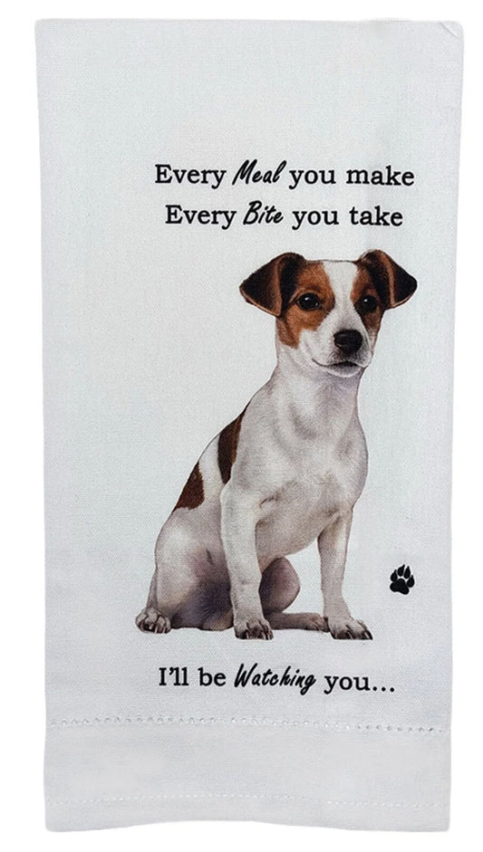 E&S Pets 711-17 Jack Russell Dog Kitchen Towel, Off-white