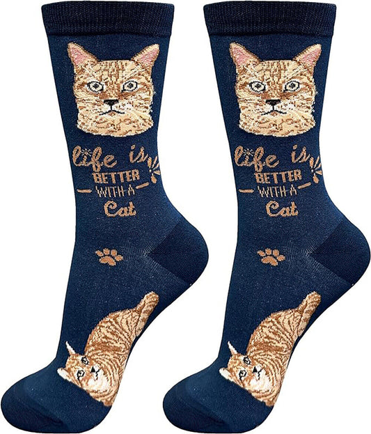 E&S Pets Pet Lover Socks, Life is Better with a Orange Tabby Cat
