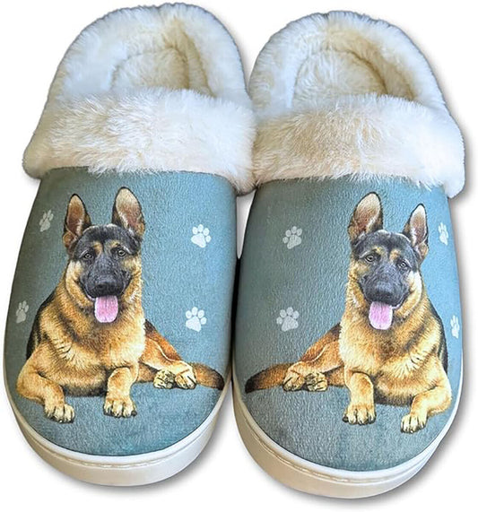 E&S Pets German Shepherd Snugg Slippers for Pet Lovers -  Memory Foam, S/M