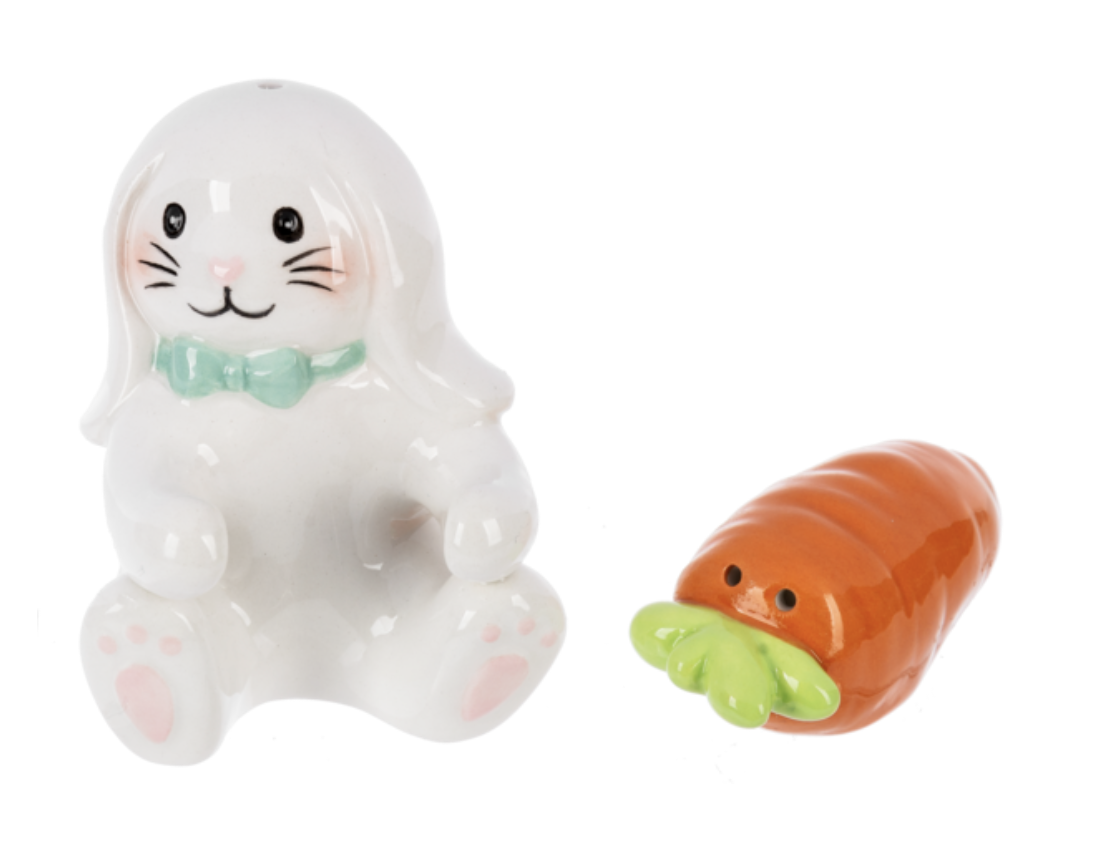 Ganz Ceramic Nestling Salt & Pepper Shaker Set, Easter Bunny & Carrot