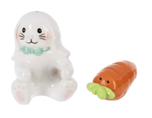 Ganz Ceramic Nestling Salt & Pepper Shaker Set, Easter Bunny & Carrot