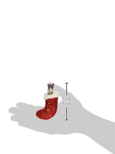 Schnauzer Christmas Stocking Ornament with "Santa's Little Pals" Hand Painted