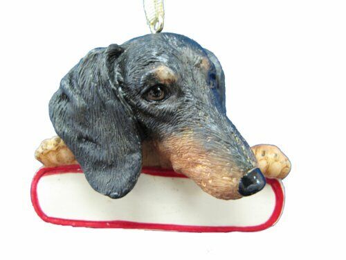 Black Dachshund Ornament "Santa's Pals" With Personalized Name Plate