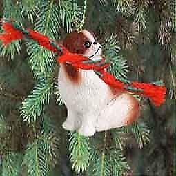 Japanese Chin Miniature Dog Ornament - Red & White