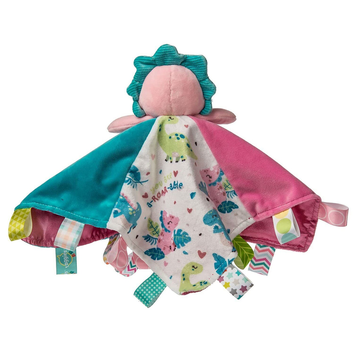 Taggies Stuffed Animal Security Blanket, 13-Inches, Aroar-a-Saurus Pink Dinosaur
