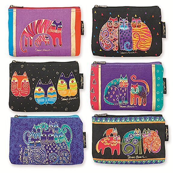 Laurel Burch Classic Felines Cosmetic Bag (Purple/Red D)