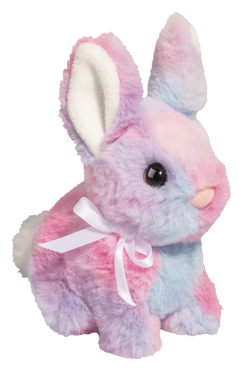 Douglas Toy Tie Dye Mini Bunny Rabbit Soft Plush Stuffed Animal, Blue/Pink, 6 in