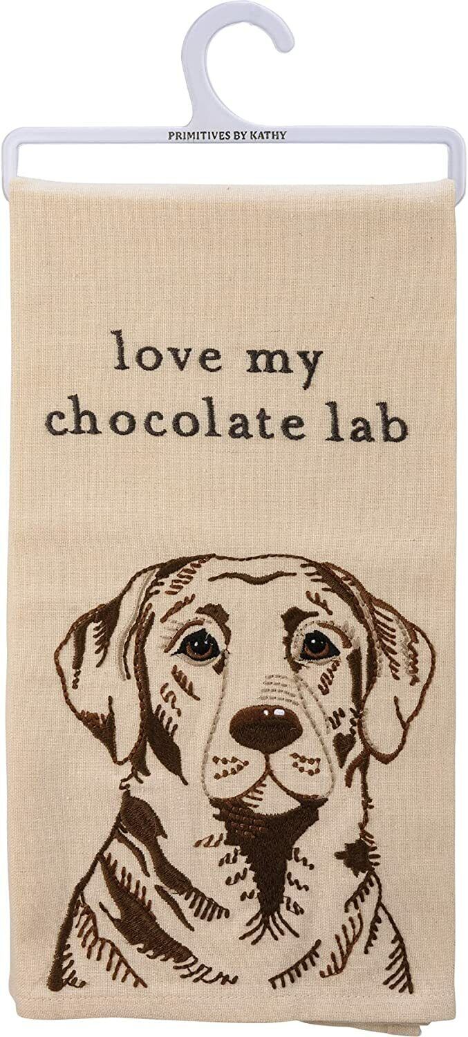 Primitives by Kathy 113202 Kitchen Towel I Love My Chocolate Lab, 28", Cotton