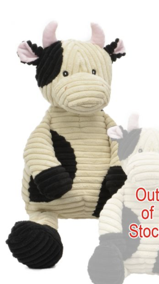 Unipak Kordy Black and White Corduroy Cow Plush Stuffed Animal Toy 18"