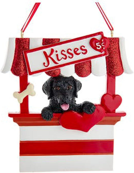 Kurt Adler Black Lab Retriever Dog Kissing Booth Christmas Tree Ornament - 4"