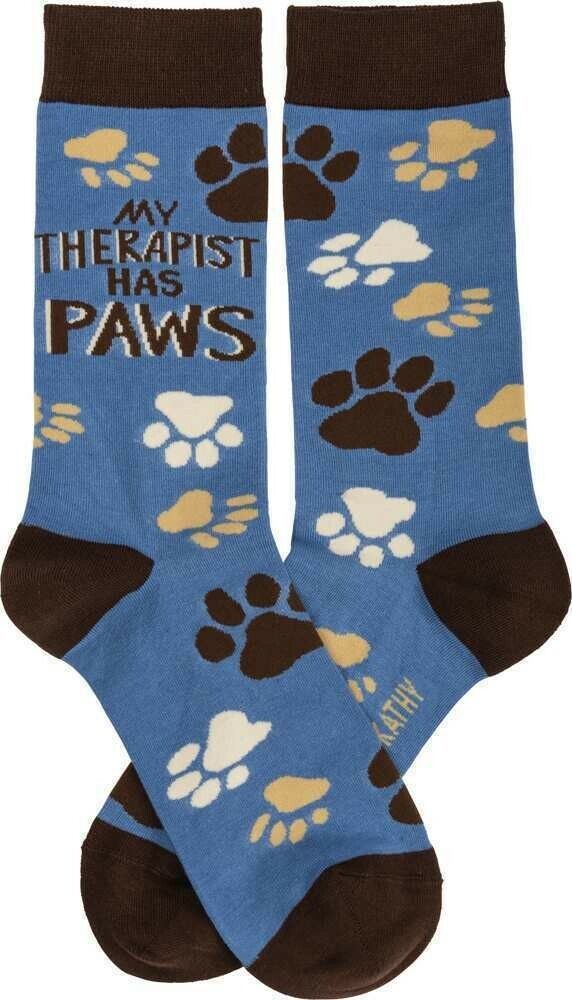 Primitives by Kathy Cotton Nylon Spandex Novelty Socks - Therapist Has Paws