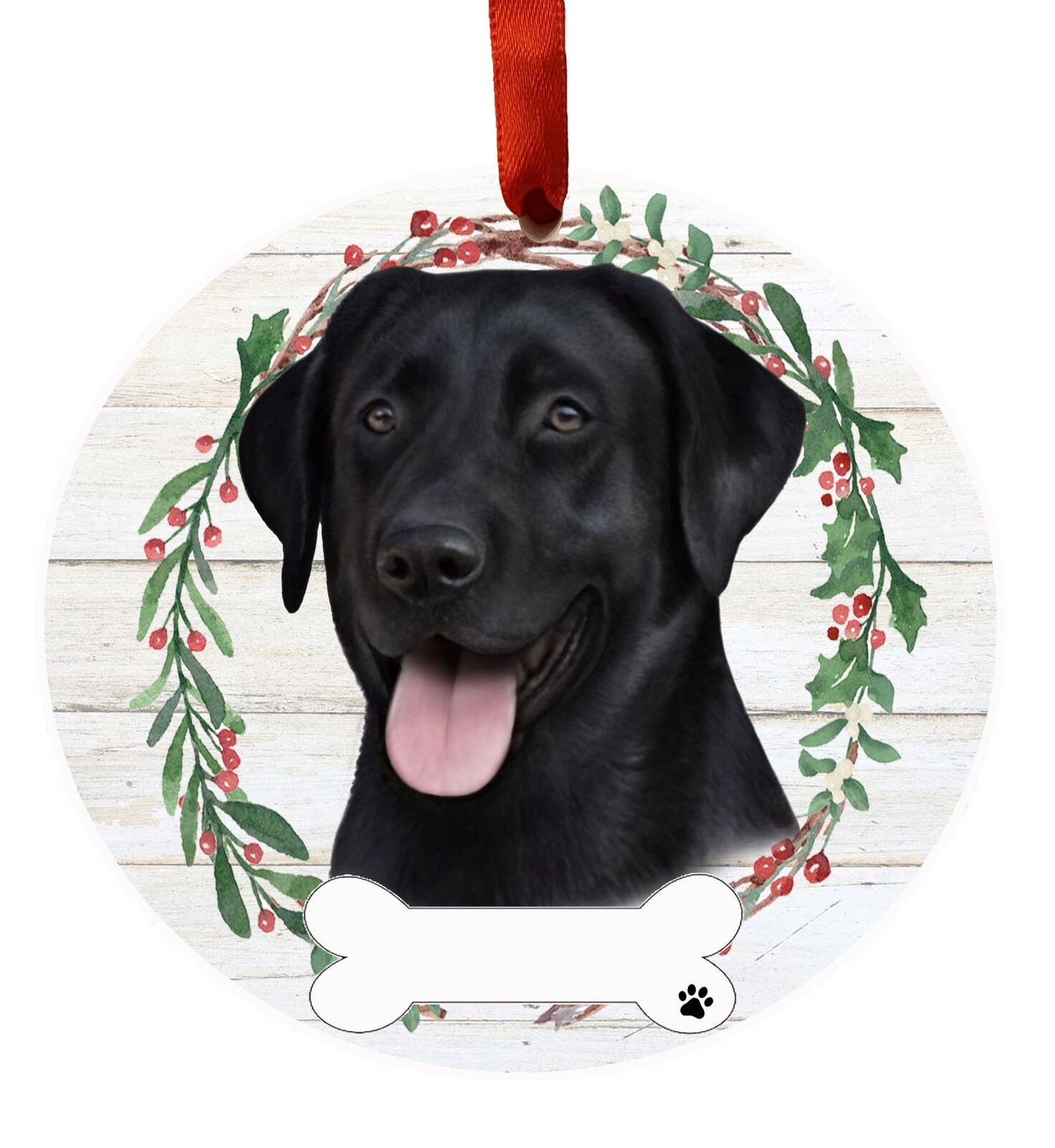 Black Lab Ornament - E&S Pets - DIY Personalizable, Ceramic Round Ornament