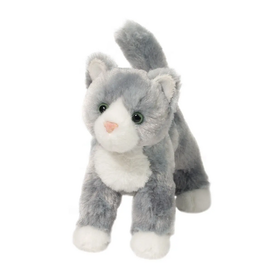 Douglas Toys Scatter Gray Cat Plush Stuffed Animal Toy, 8"