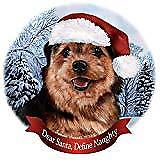 Holiday Pet Gifts Norfolk Terrier Black/Tan Dog Santa Hat Porcelain Ornament
