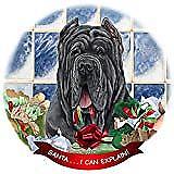 Neapolitan Mastiff Blue Cropped Dog Porcelain Ornament 'Santa. I Can Explain!'