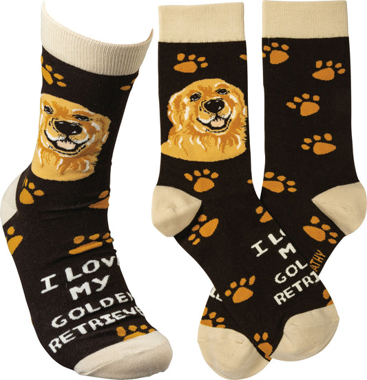Primitives By Kathy Socks - I Love My Golden Retriever
