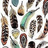 Paperproducts Design PPD Aquarell Feathers Beverage/Cocktail Paper Napkins,5"x5"