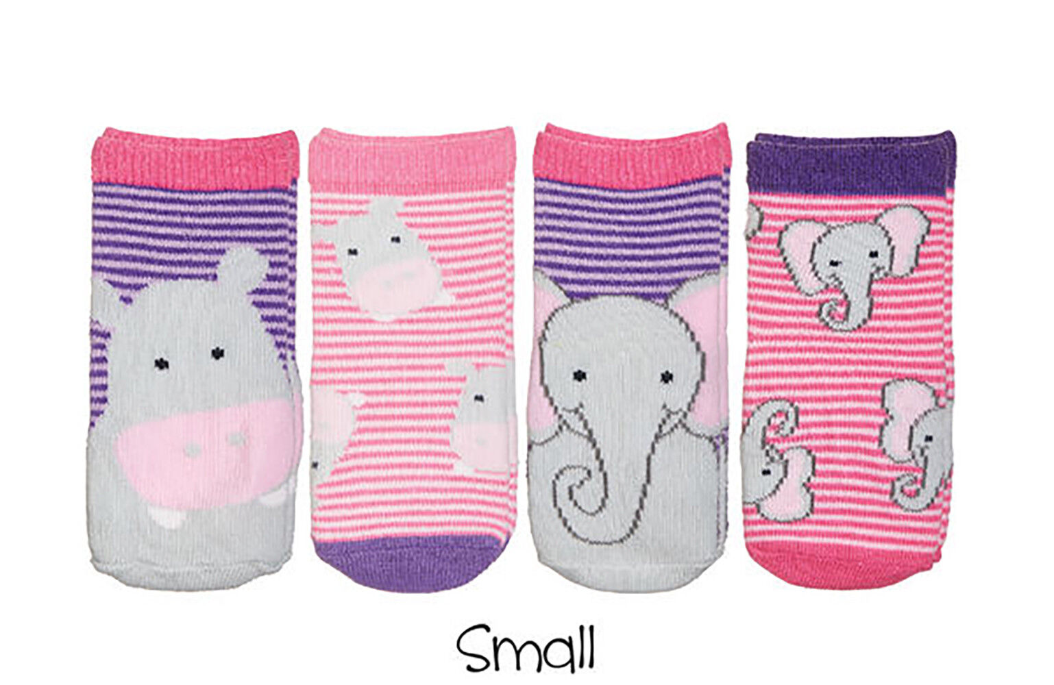 FlapJackKids Sock Safari Elephant and Hippo Baby Socks 8 Socks Size 0-12 Mo