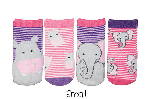 FlapJackKids Sock Safari Elephant and Hippo Baby Socks 8 Socks Size 0-12 Mo