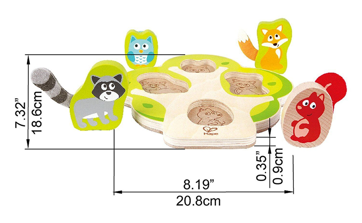 Hape Woodland Animals in Tree Puzzle Game, 4 pieces for Toddlers