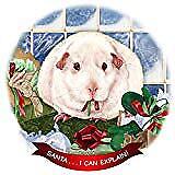 Guinea Pig White Pink Eyed Porcelain Ornament Pet Gift 'Santa. I Can Explain!'