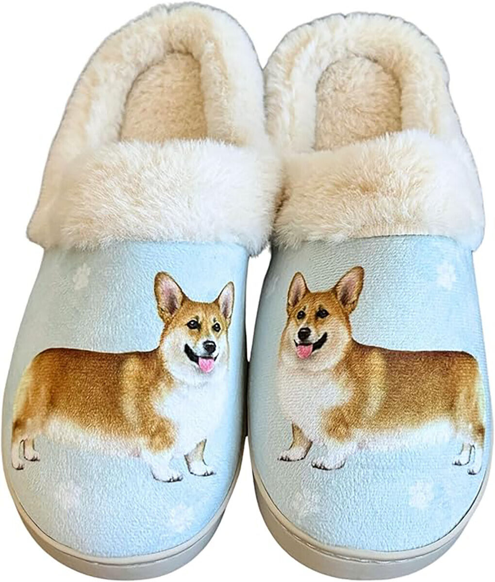 E&S Pets Corgi Snugg Slippers for Pet Lovers - Fuzzy Memory Foam, S/M