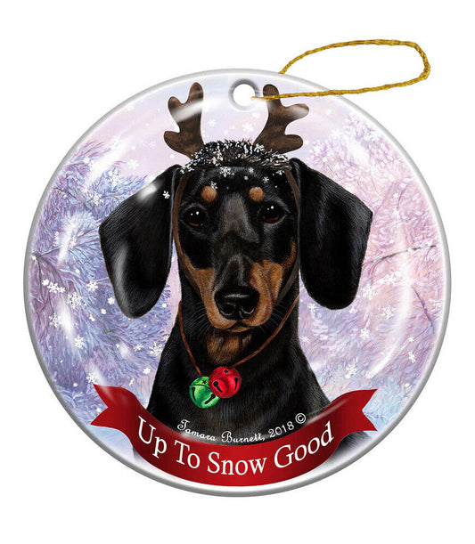 Holiday Pet Gifts Black & Tan Short Hair Dachshund Dog Porcelain Christmas