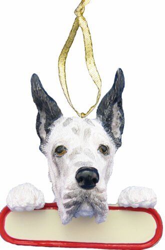 Harlequin Dane Ornament "Santa's Pals" With Personalizable Name Plate