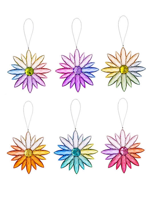 Ganz Multi-Colored Jewel Flowers - Set of 6 Flowers, 4.75"