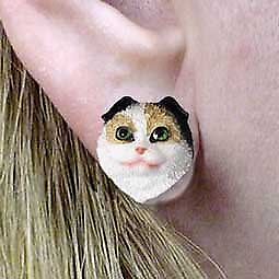 Conversation Concepts Tortoise &amp; White Scottish Fold Earrings Post