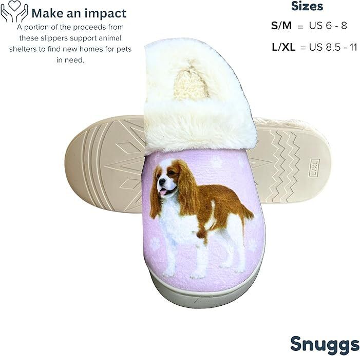 E&S Pets Cavalier King Charles Snugg Slippers for Pet Lovers -  Memory Foam, S/M