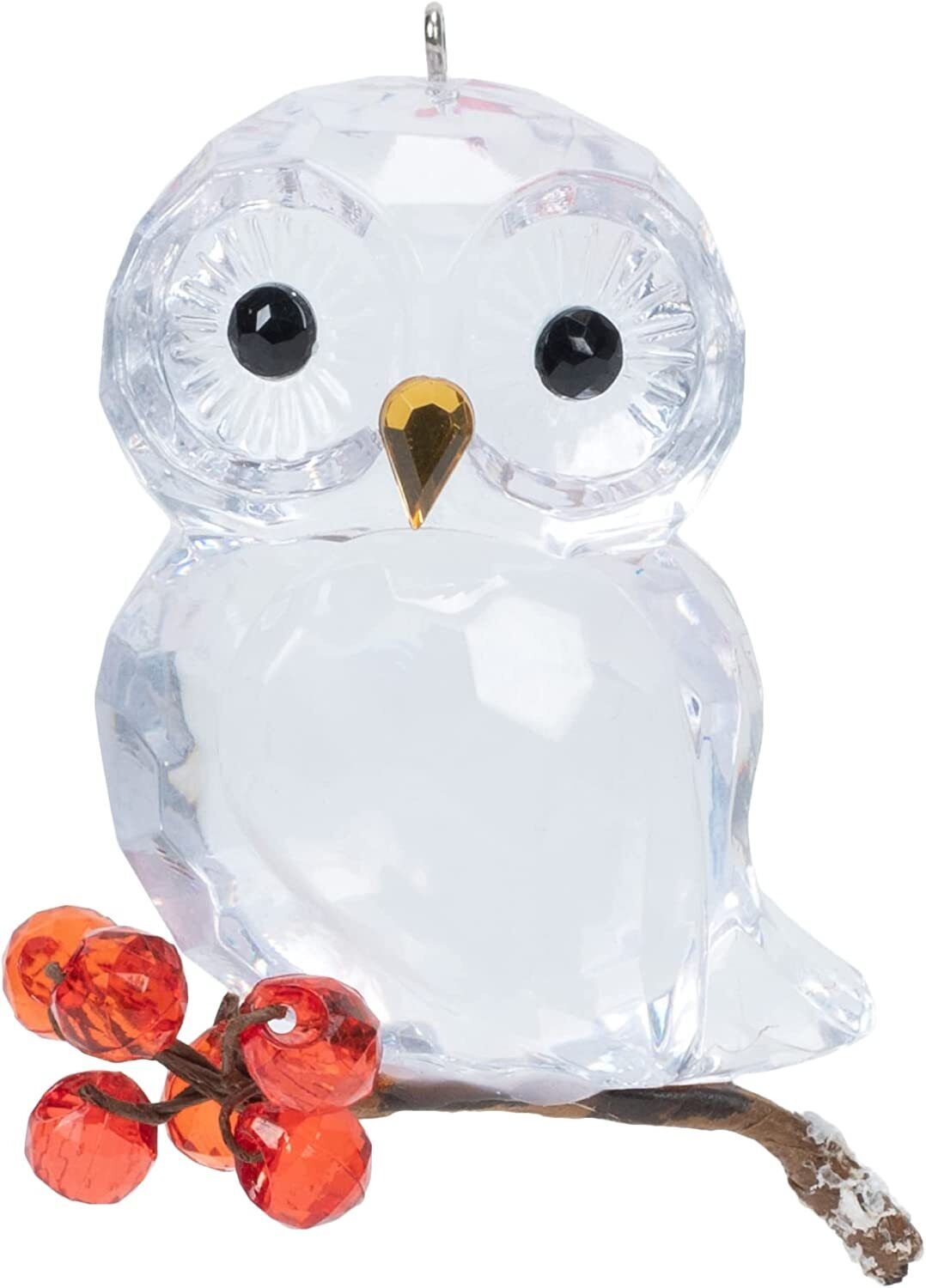 Ganz ACRYX-237 Winter Owl Ornament, 3-inch Height, White and Red
