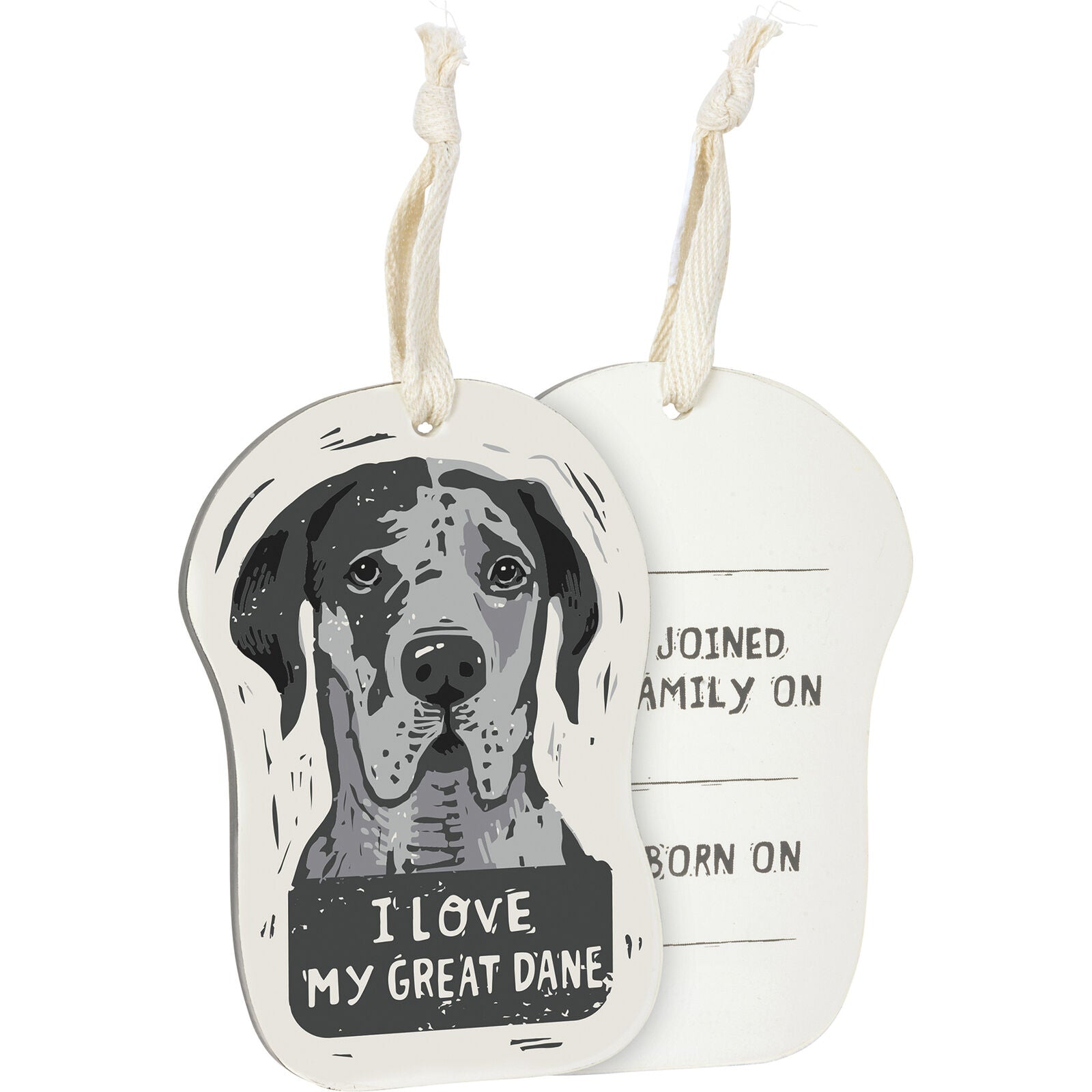 Primitives by Kathy Wooden Hanging Ornament, 2-Sided - I Love My Great Dane