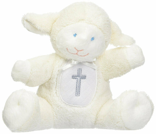 Mary Meyer Baby Rattle Plush Soft Toy, Christening Lamb, 5"