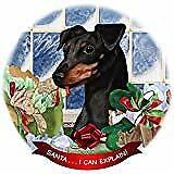 Min Pin Black Uncropped Dog Porcelain Ornament Pet Gift 'Santa. I Can Explain!'