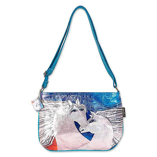 Laurel Burch Ivory Mares E/W Foiled Crossbody Tote Handbag Purse