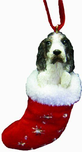 Springer Spaniel  Stocking Ornament with "Santa's Little Pals" Hand Painted