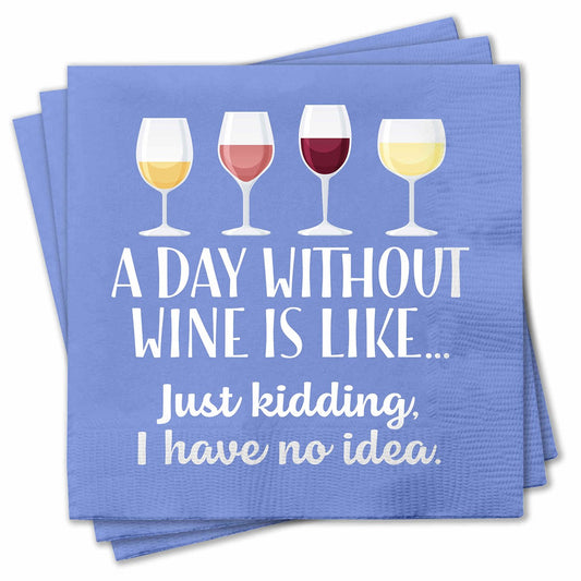 Chris's Stuff Wine Beverage Paper Napkins, Set of 25, Day Without Wine Is?