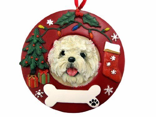 E&S Pets Cairn Terrier Christmas Ornament Wreath Shaped Easily Personalized