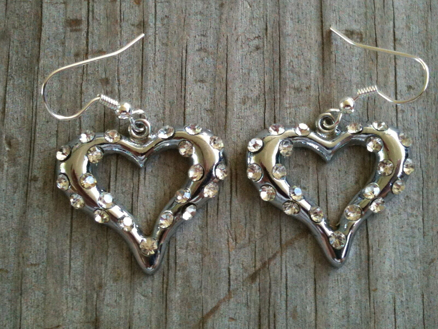 Clear Sparkling Crystal Heart Silver Plated Earrings