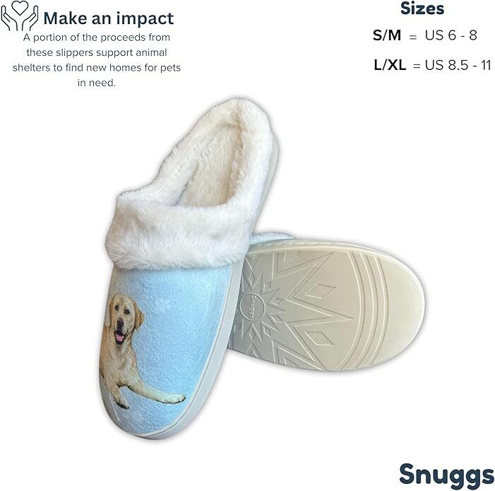 E&S Pets Yellow Lab Snugg Slippers for Pet Lovers - Fuzzy Memory Foam, S/M